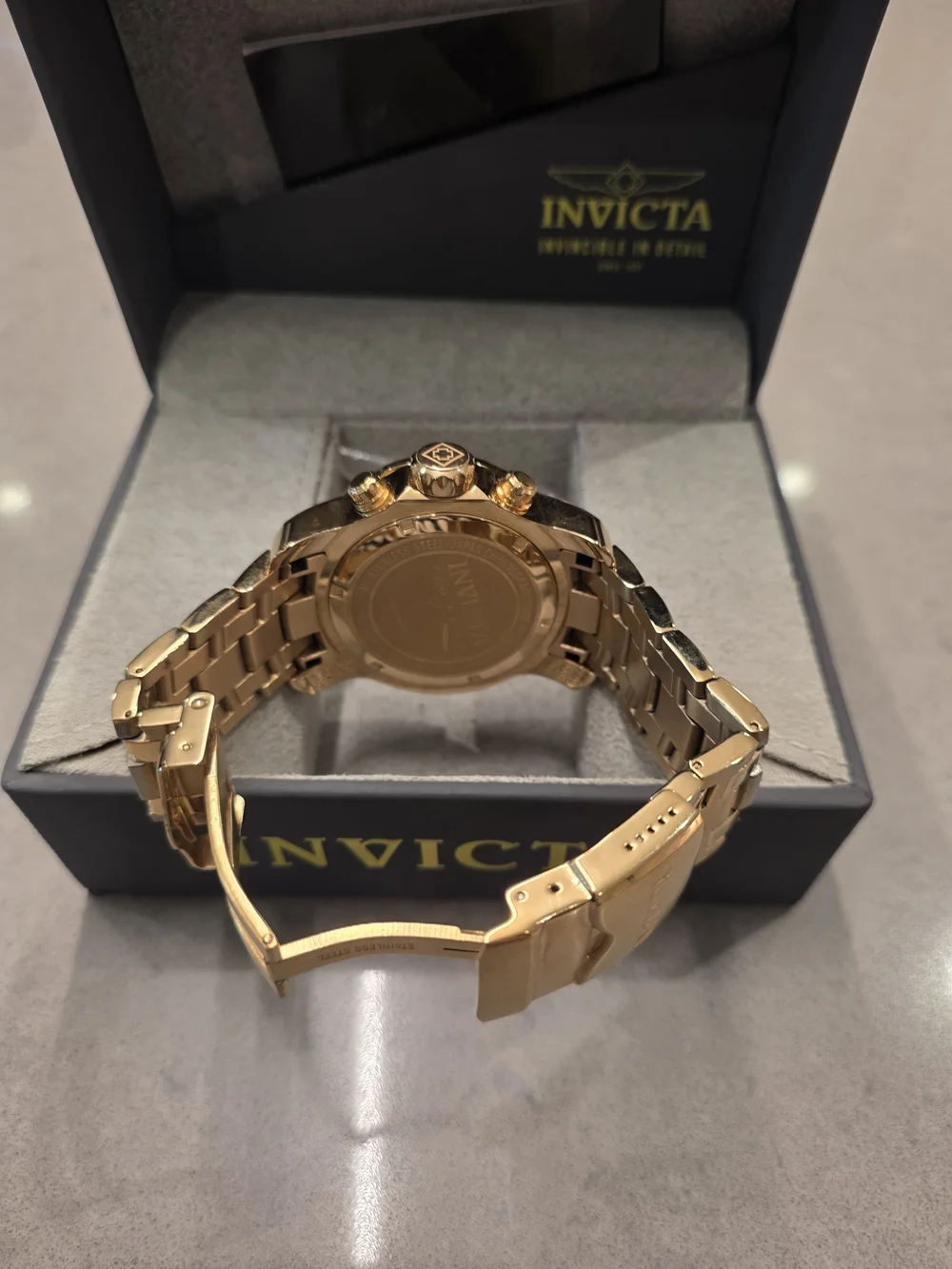 Invicta Men’s Gold-Tone Chronograph Watch with Green Dial